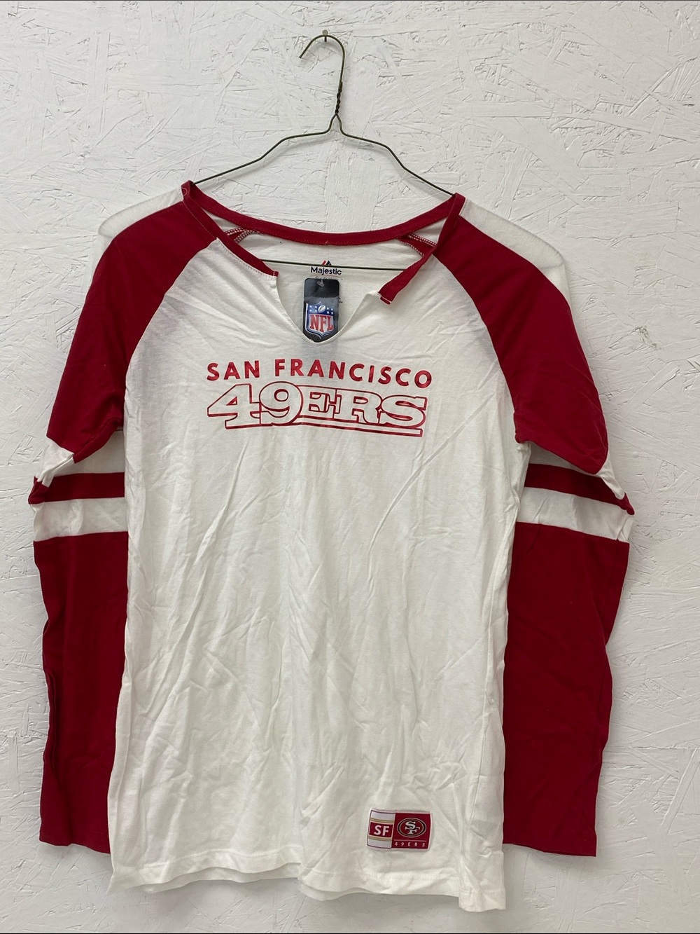 Majestic San Francisco 49ers Red & White Long Sleeve Raglan Shirt